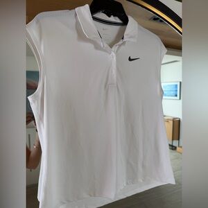 Two Nike Golf Tennis Pickleball Dri-FIT Sleeveless Polo Shirts Women's M